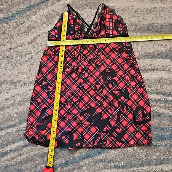 Victoria's Secret Woman's Red & Black Plaid Lace Chemise Slip Nightgown Sz:L EUC - Picture 6 of 6
